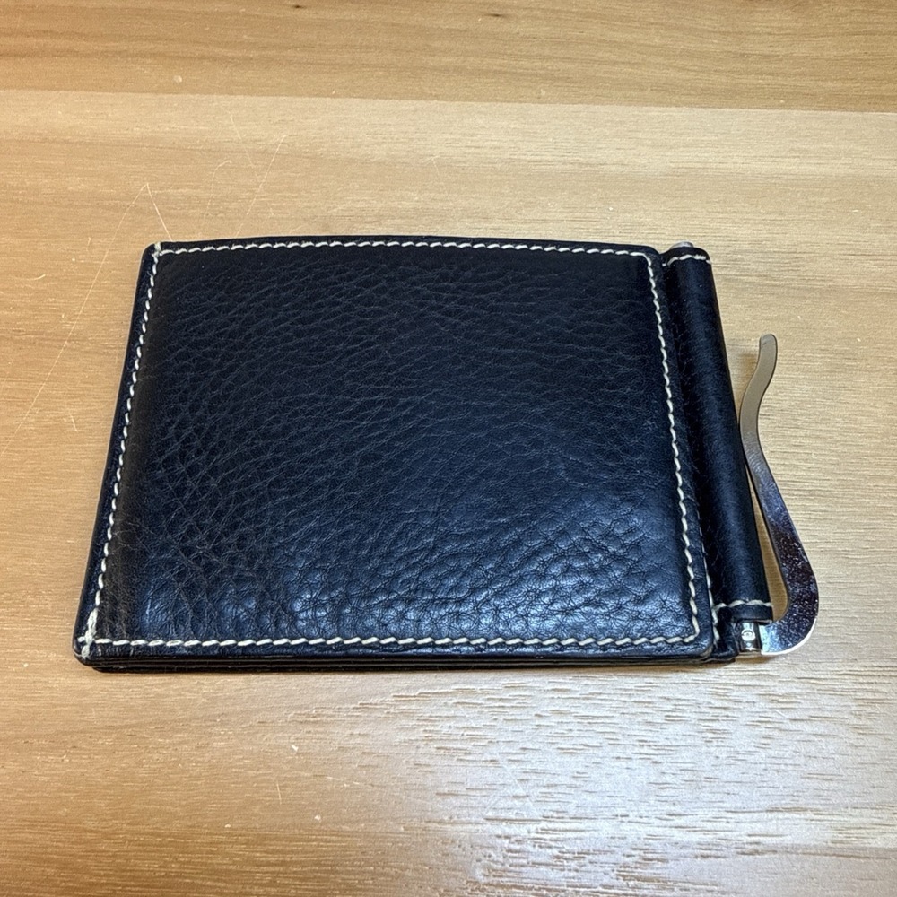 Dooney & Bourke Men Pebble Grain Leather Multifunction Money Clip Trifold Wallet